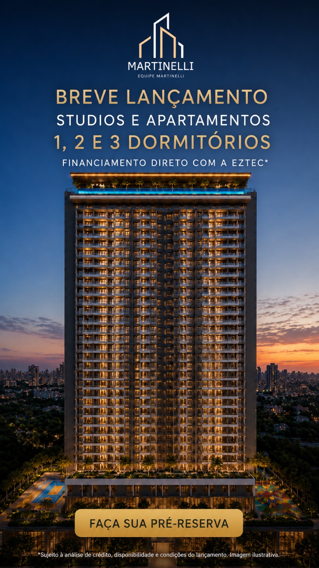 Criativo preliminar sobre tipologias e possível financiamento direto com a EZTEC